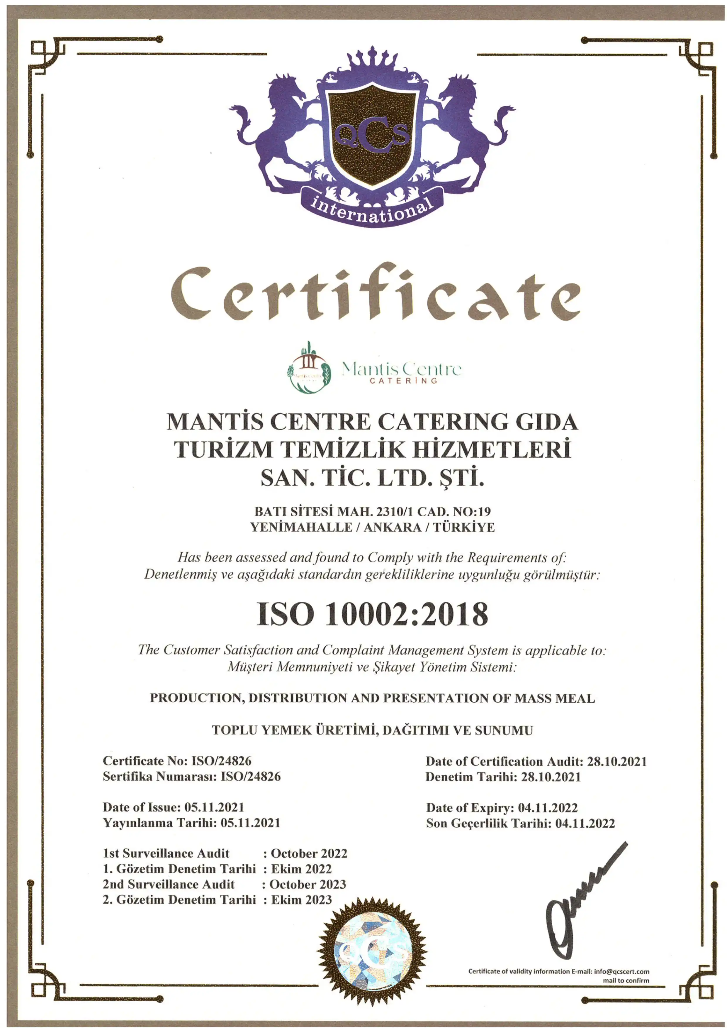 Onur Catering Belgeler