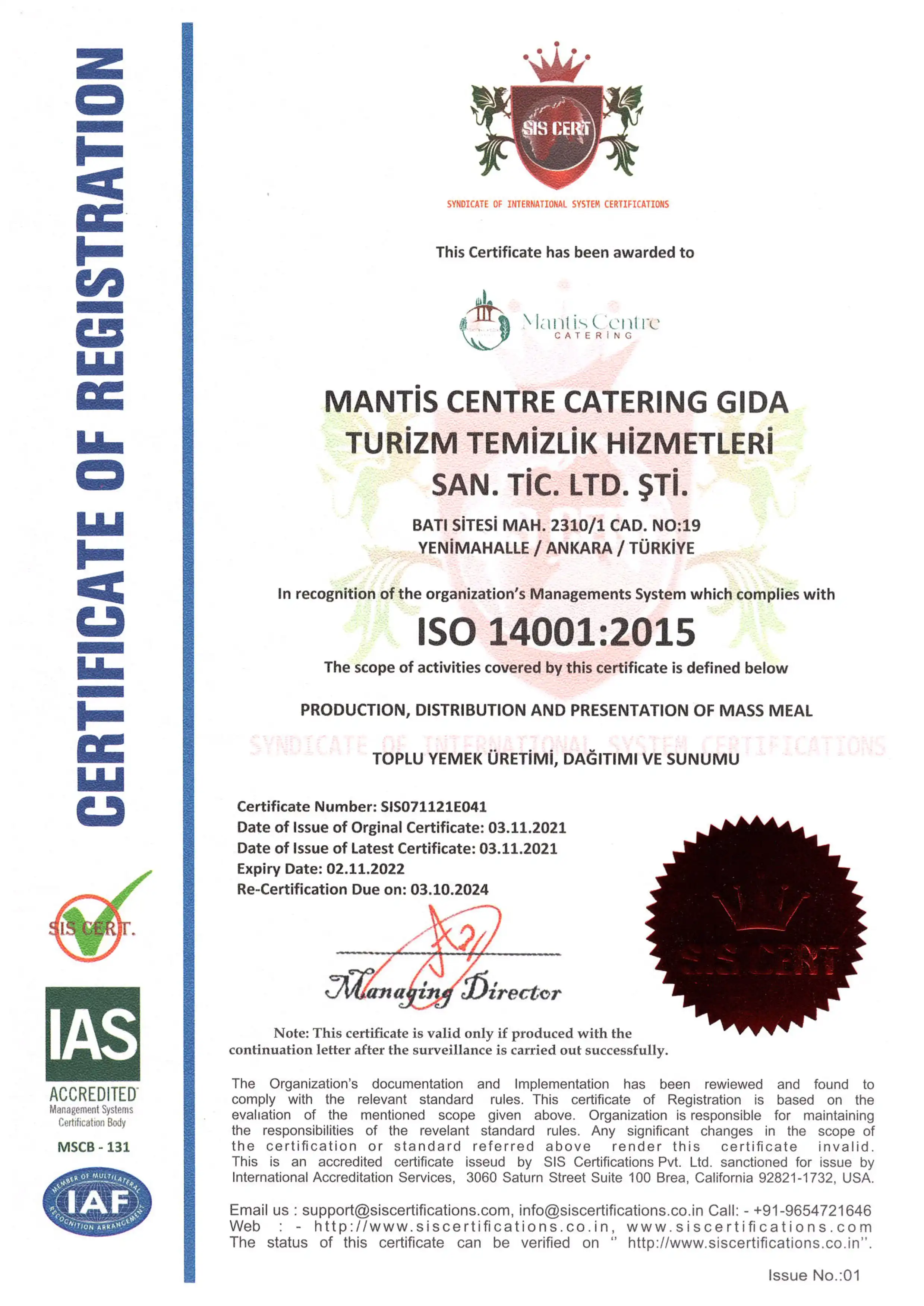 Onur Catering Belgeler