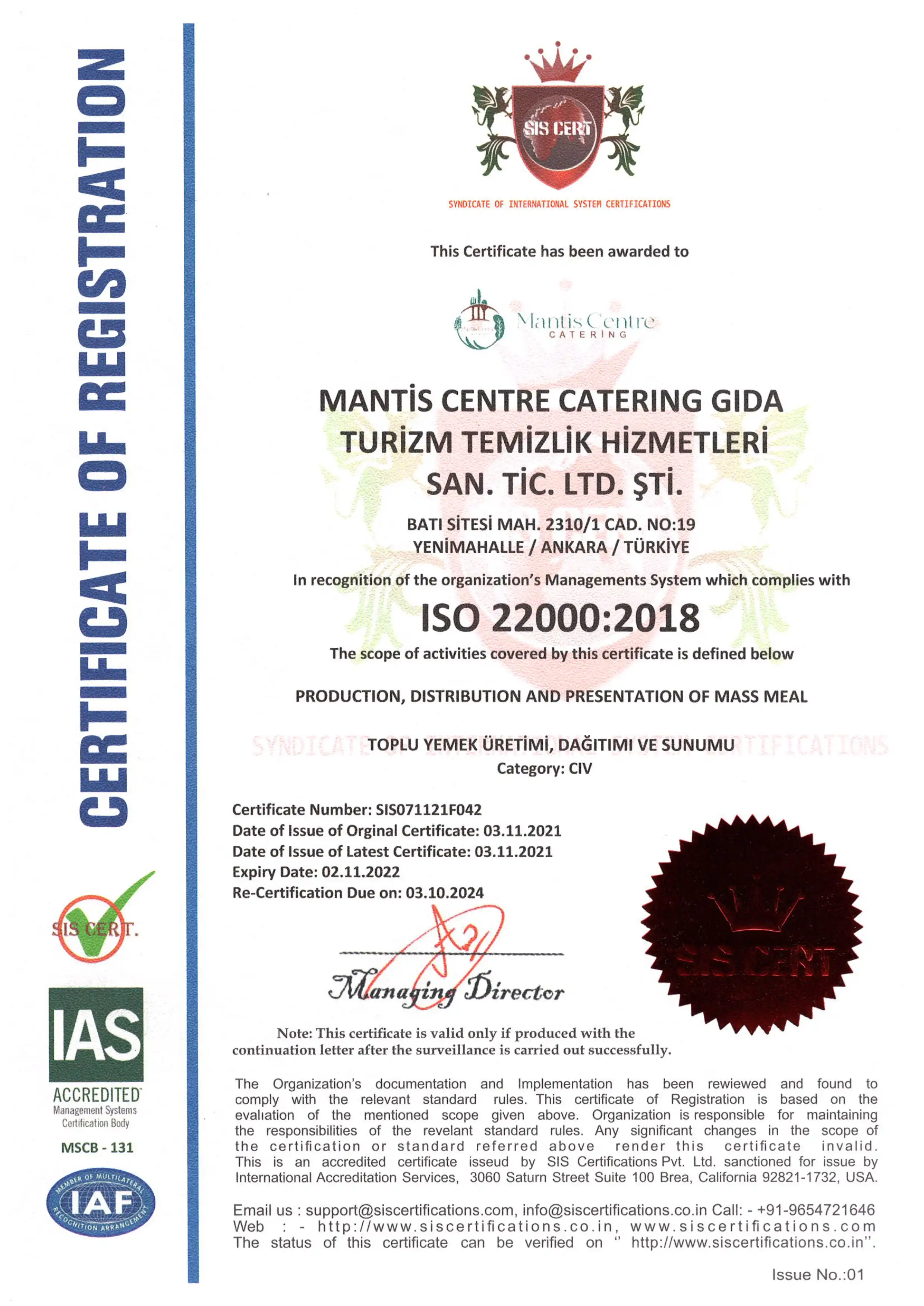 Onur Catering Belgeler